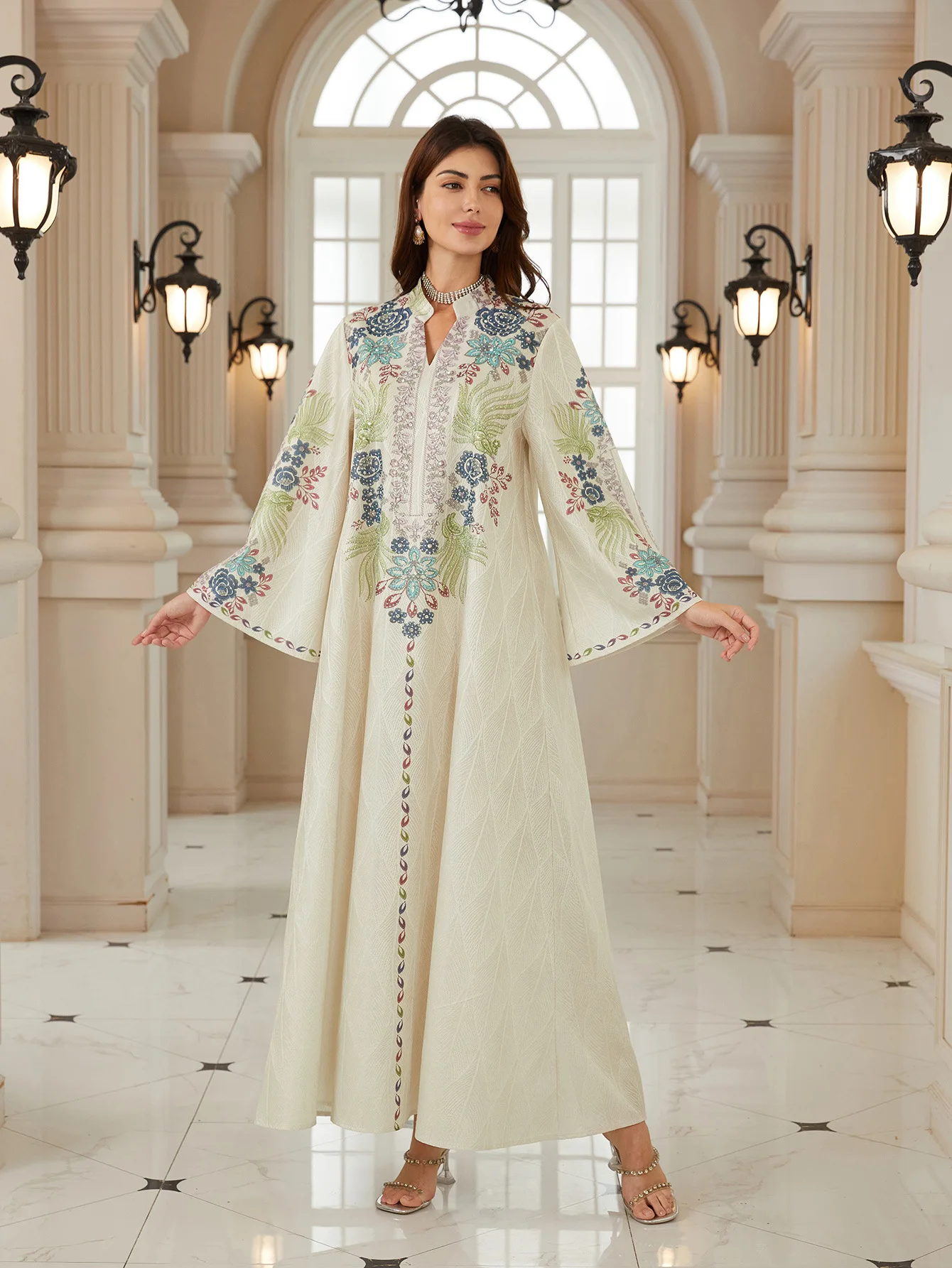 

Cross-border, New Fashion Temperament Printed Jacquard Mesh Large Size, Malaysian Clothing Dress Cw93242
