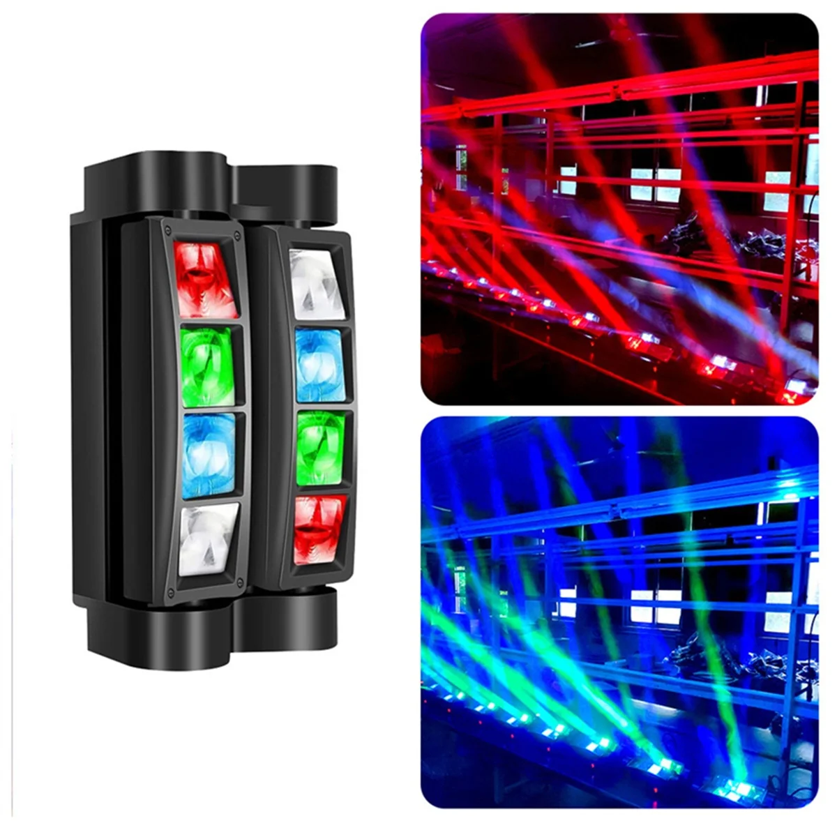 RISEN Mini Spider Light 8x3W RGBW LED Stage Beam Moving Lamp DJ Disco Nightclub Dance Wedding Bar Holiday Effect EU PLUG