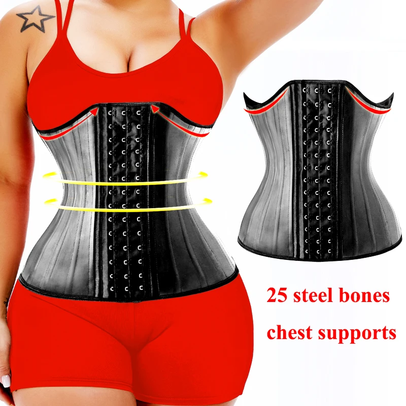 XXS Underbust Bustier Corset Bright Glossy Latex Rubber Brace Fajas Girdles Slim Waist Trainer 25 Steel Bone Wedding Body Shaper