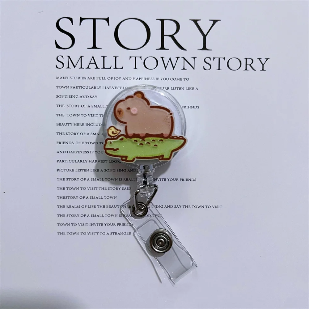 

Катушка для бейджа с капибарой, акриловый зажим «крокодил», держатель для бейджа, акриловая катушка для бейджа, прочная для офисной работы, удостоверение личности, больницы