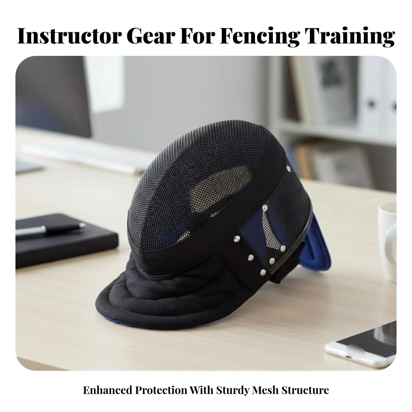 Fencing Instructor Helmet High Strength Shell Fencing Helmet HEMA Helmet Removable Liner Sports Headgear Adjustable Fit