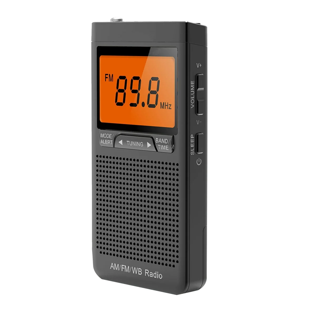 T437C- Portable Weather Radio FM AM NOAA Emergency Pocket Radio with Weather Warning Alarm Clock Mini Handheld Radio