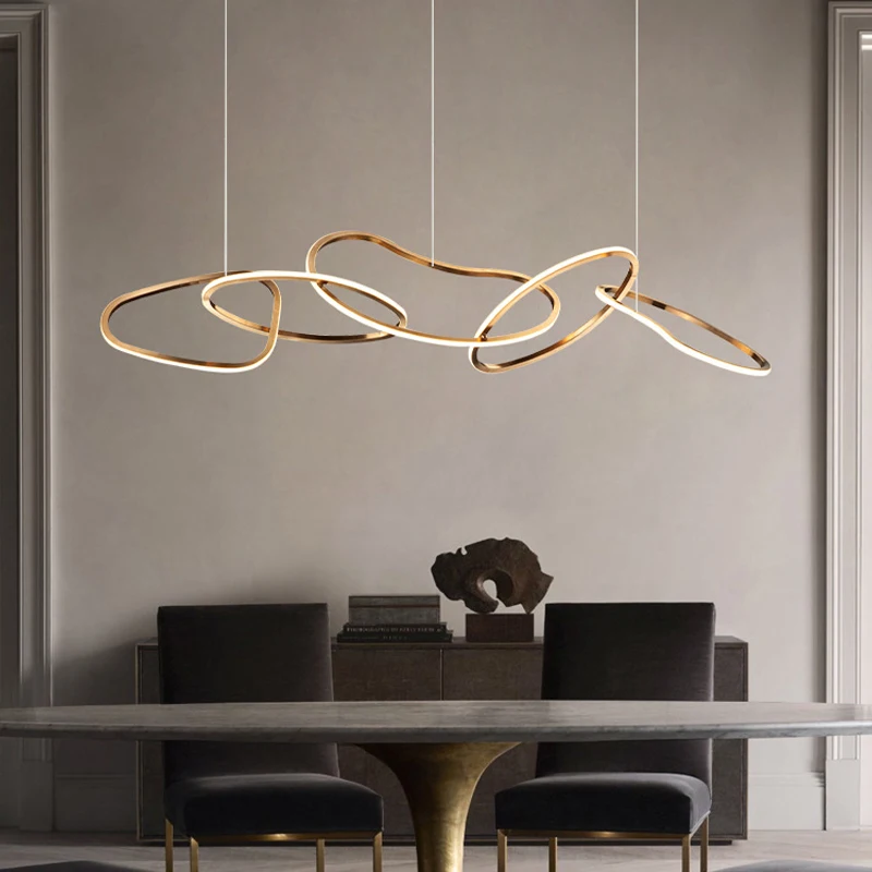 Modern Irregular Circle Pendant Lights Led Lustre Personality Hanging Lamp for Dining Room Kitchen Hotel Indoor Decor Fixture