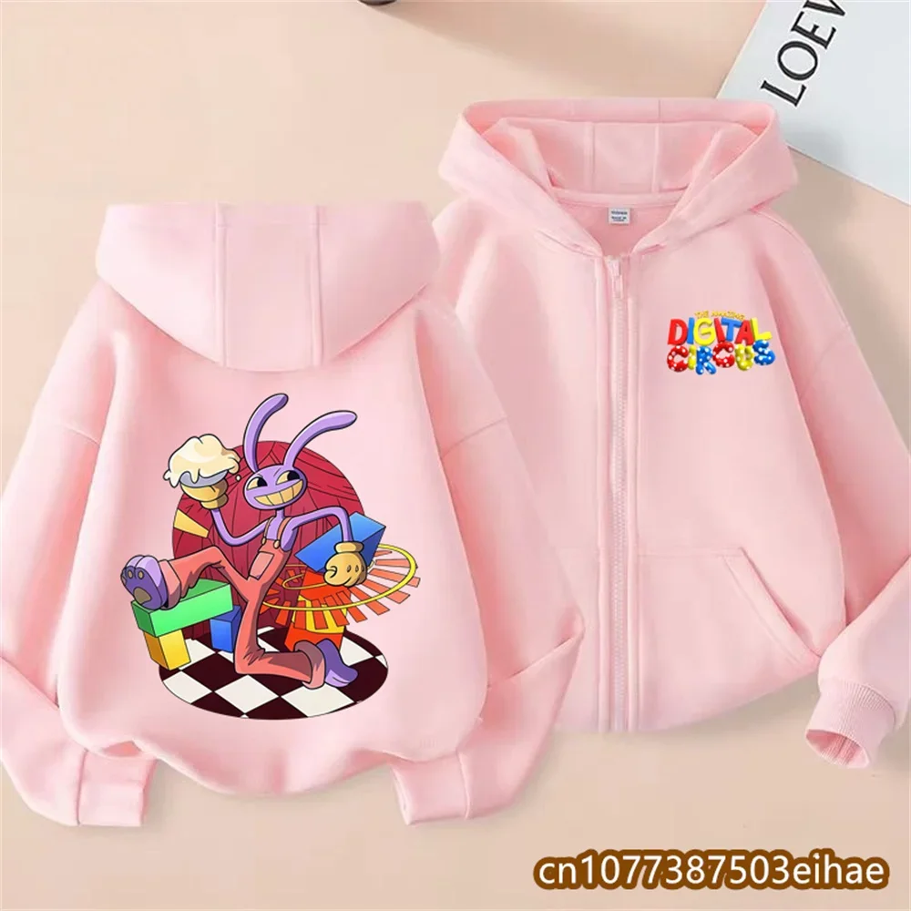 Boys Girls Daily Outer Magical Number Circus Hooded Pullover Jacket Cartoon Print Spring Fall Lightweight Kids Clothing Gift