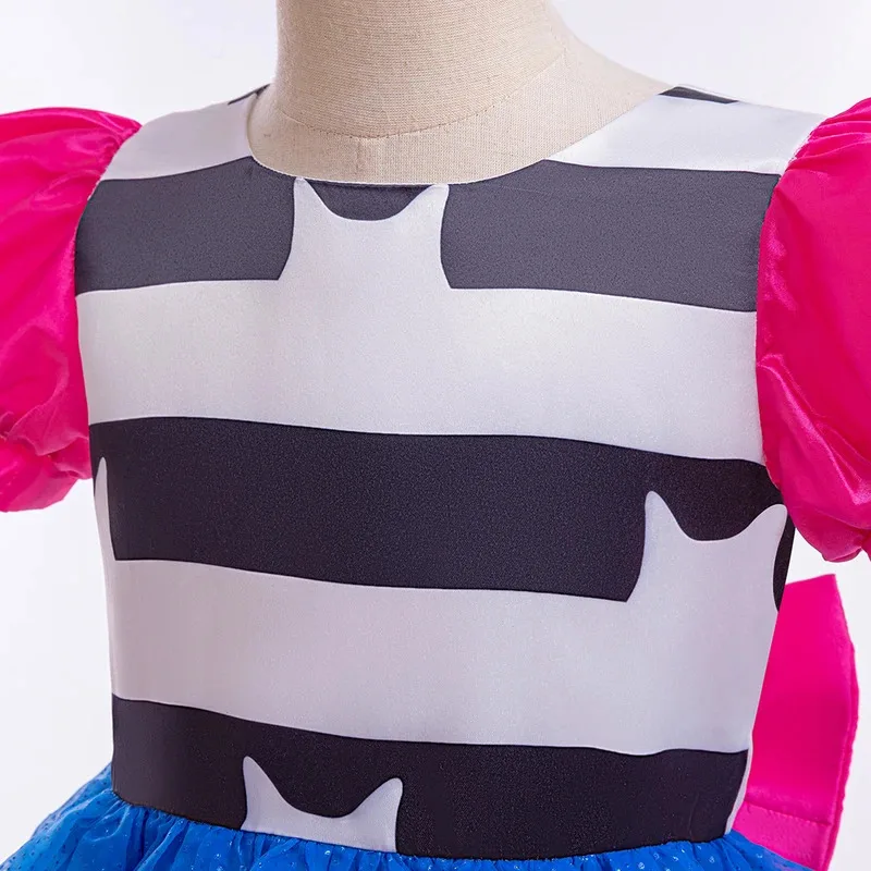 2 قطعة فستان الأميرة الفتيات مجموعة الكرتون غابي دمية رقيق نفخة الأكمام فستان شبكي مع القط عقال هالوين ملابس تنكرية للحفلات