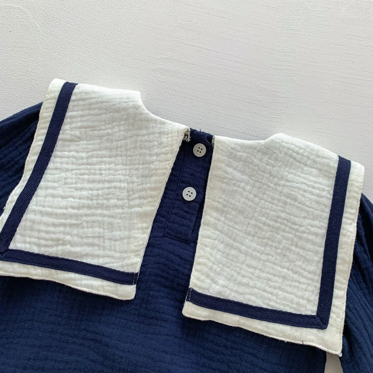 Camicia a maniche lunghe Top + pantaloni di pane abbigliamento Casual coreano per neonato vestiti per neonato cotone organico Navy bavero Stlye