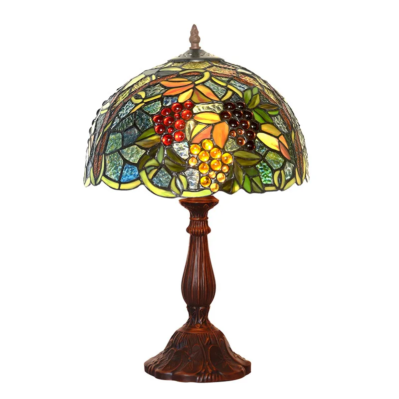

12 inch grapes ripe handmade colored glass European and American style living room bedroom bedside table lamp