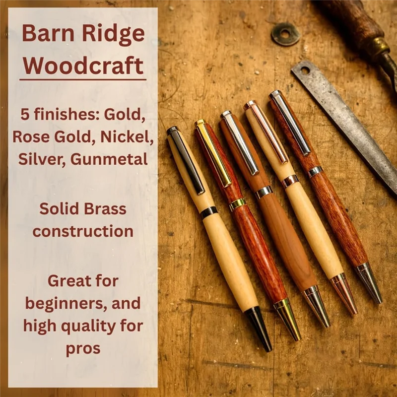 A96I-Wood Turning Twist Pen Kit-7Mm-20 Pack-Slimline Pen Kit With Refills, Brass Hardware& 5 Finishes For DIY For Lathe Projects - view 3