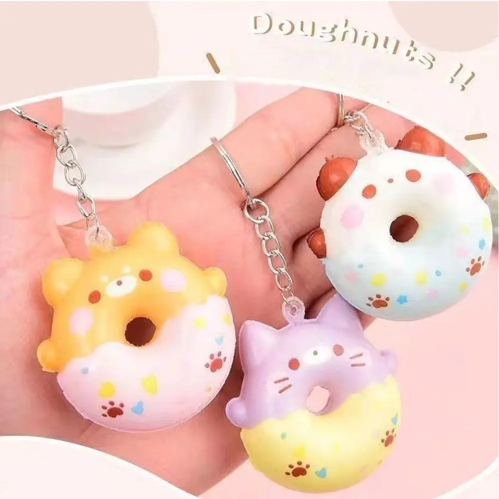 1PC Random Donut Vent Pendant PU Slow Rebound Animal Decompression Vent Toy Sponge Pendant Keychain Squishy Stress Reliever Toys