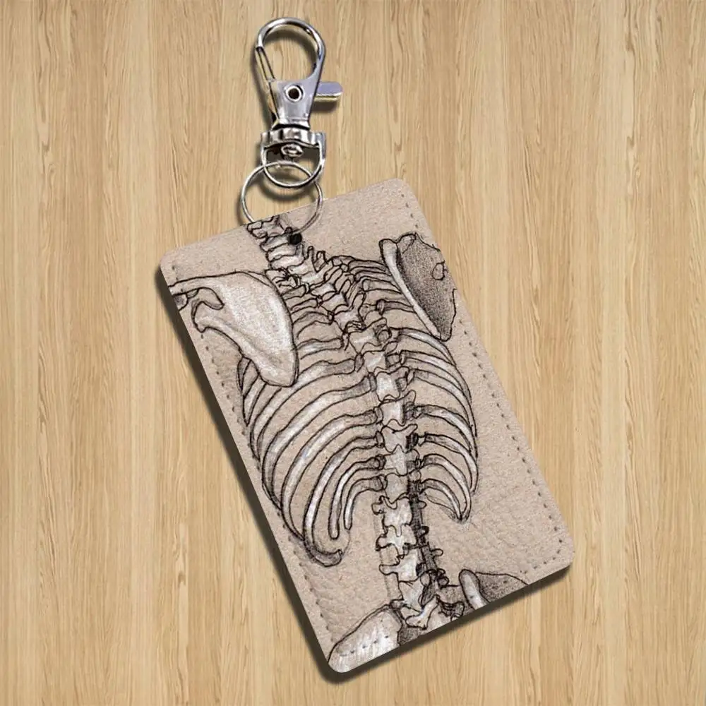 M-anatomia médica arte humans chaveiro titular adequado para cartão de banco de metrô ônibus caso crachá titular carteira cartão padrão texturizado