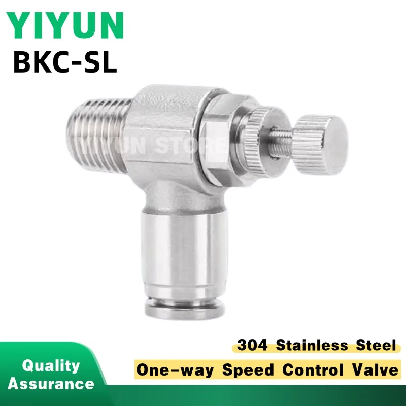 

1PC BKC-SL4/SL6/SL8/SL10/SL12-M5/01/02/03/04 304 Stainless Steel One-way Speed Control Throttle Valve Quick Insert Connector