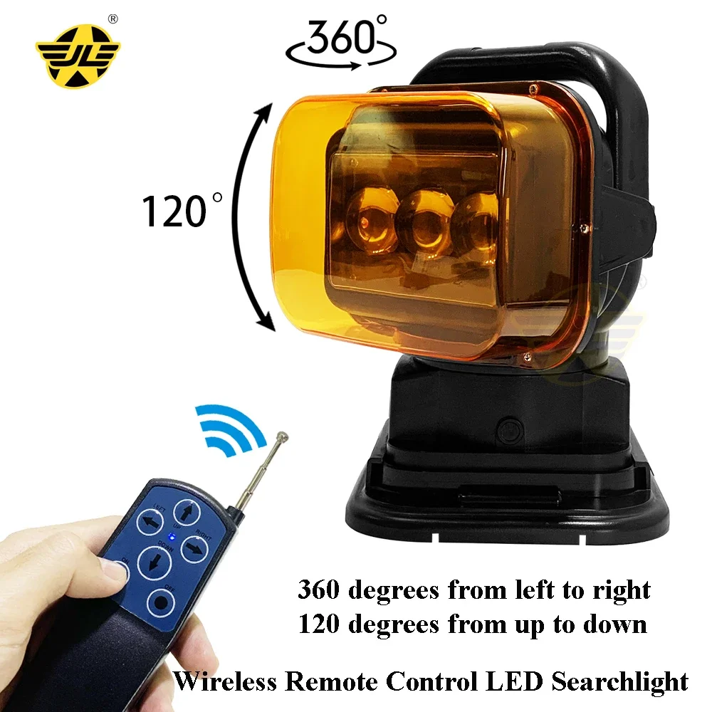 360 Degree Rotating Car Roof LED Spotlight Rechargeable Auto Marine Searchlight Strobe Warning Lamp Outdoor Offroad Fire Truck