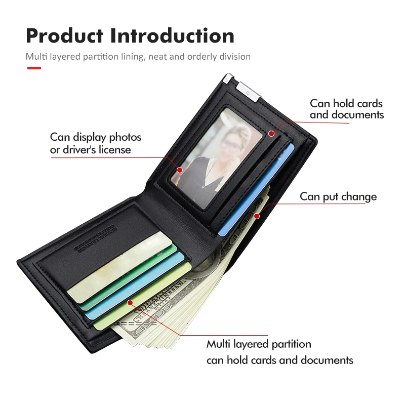 For Infiniti Leather Car Men Short Wallet Purse With Card Holder License FX35 QX60 QX70 QX80 QX50 QX30 Q70L Q60 Q50 Q60S Q30 view 3