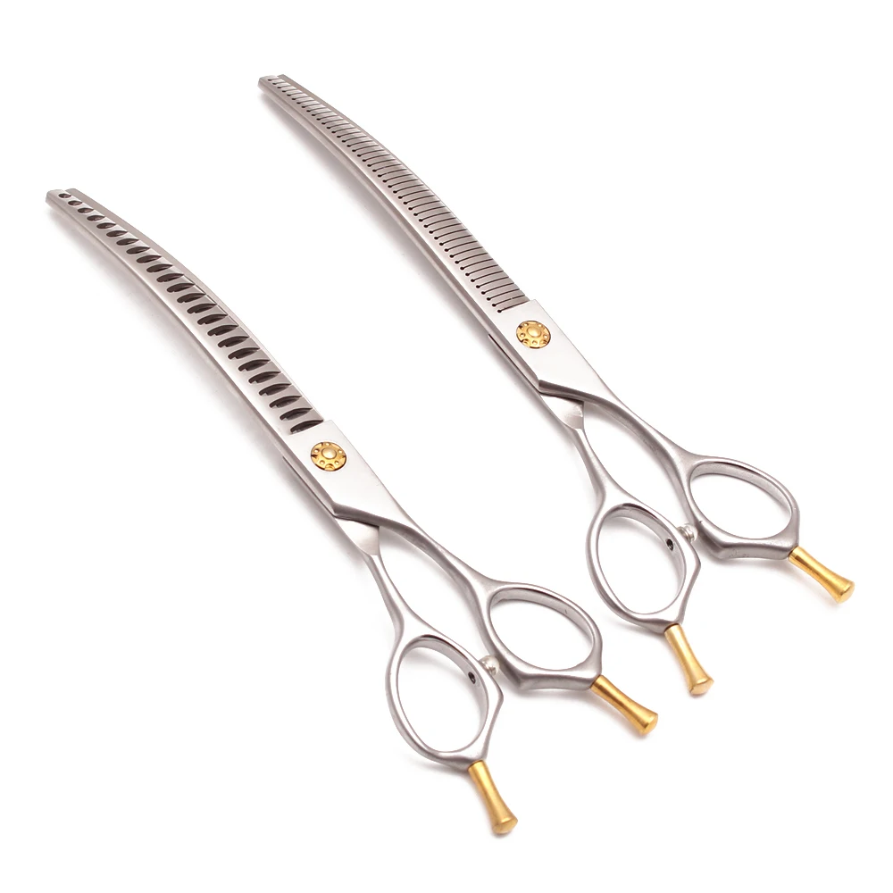 

Dog Grooming Scissors Japan 440C 7" 7.5" Professional Pet Scissors Curved Chunker Scissors for Groomer Bend Down Dropshipping