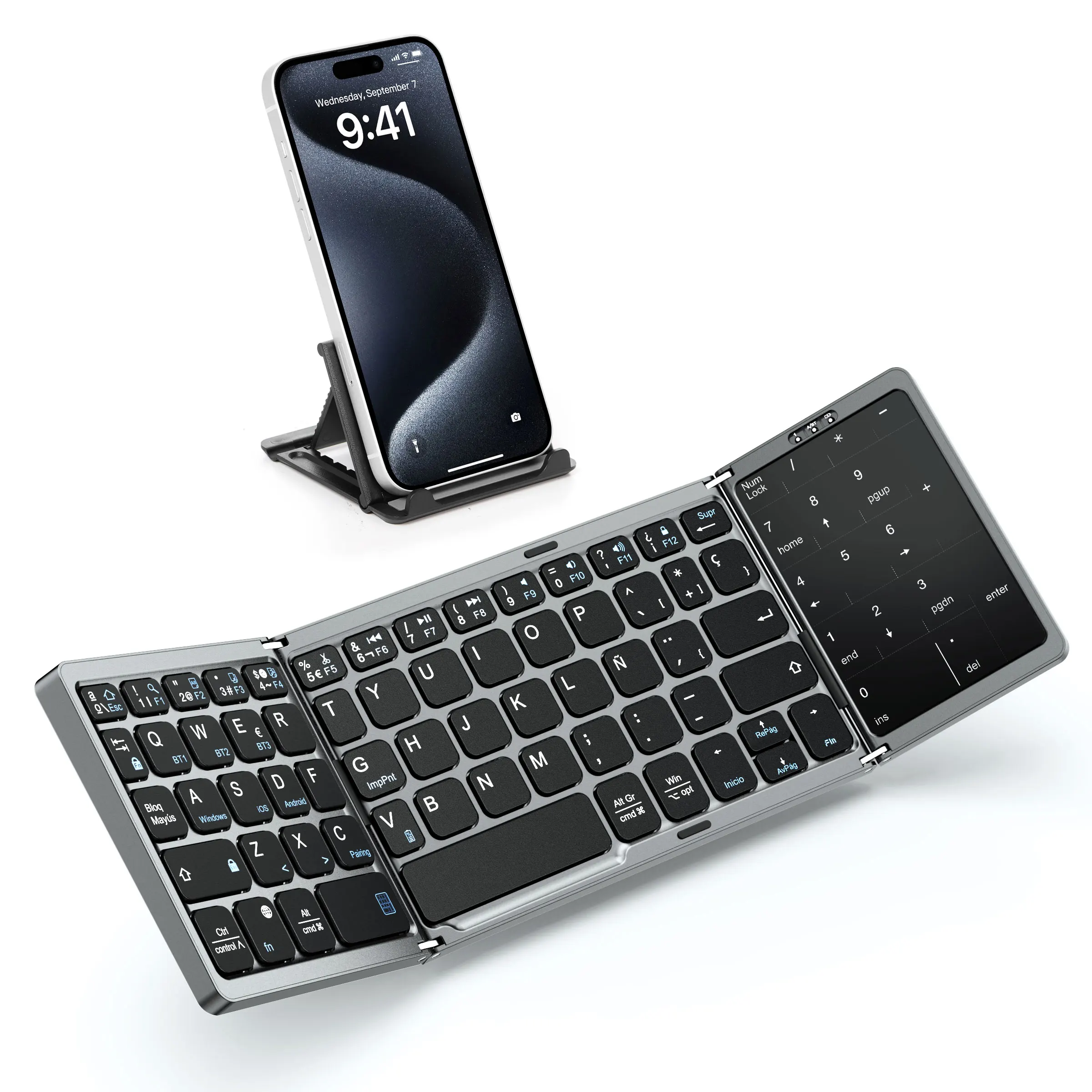 

Foldable Bluetooth Keyboard for Windows iOS Android Tablet / Mobile Phone Wireless Portable Spanish Keyboard Foldable