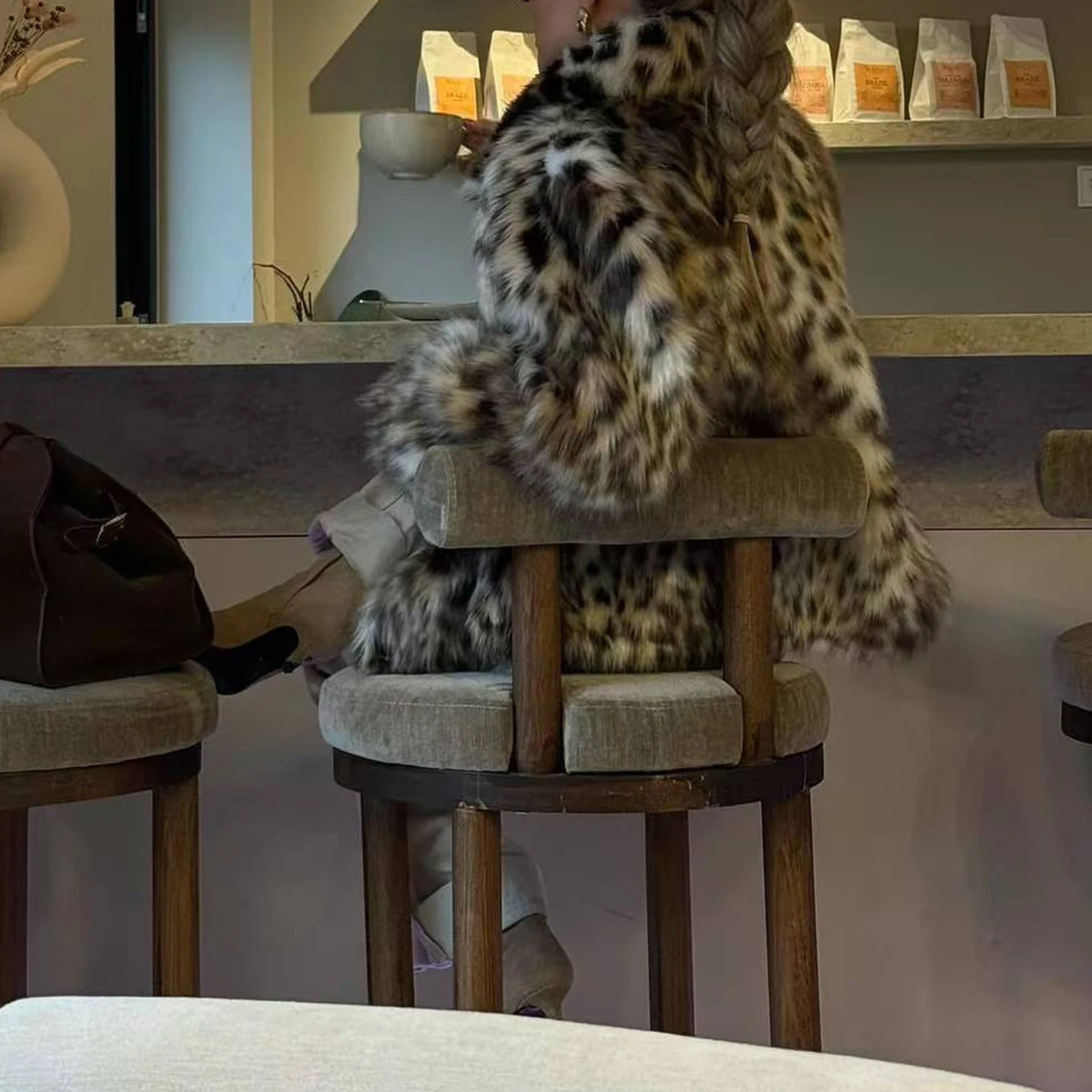 Faionable décontracté imprimé léopard manteau de fourrure artificielle femmes automne nouveau Sle polyvalent loisirs vêtements d'extérieur Stand Fit Europe...