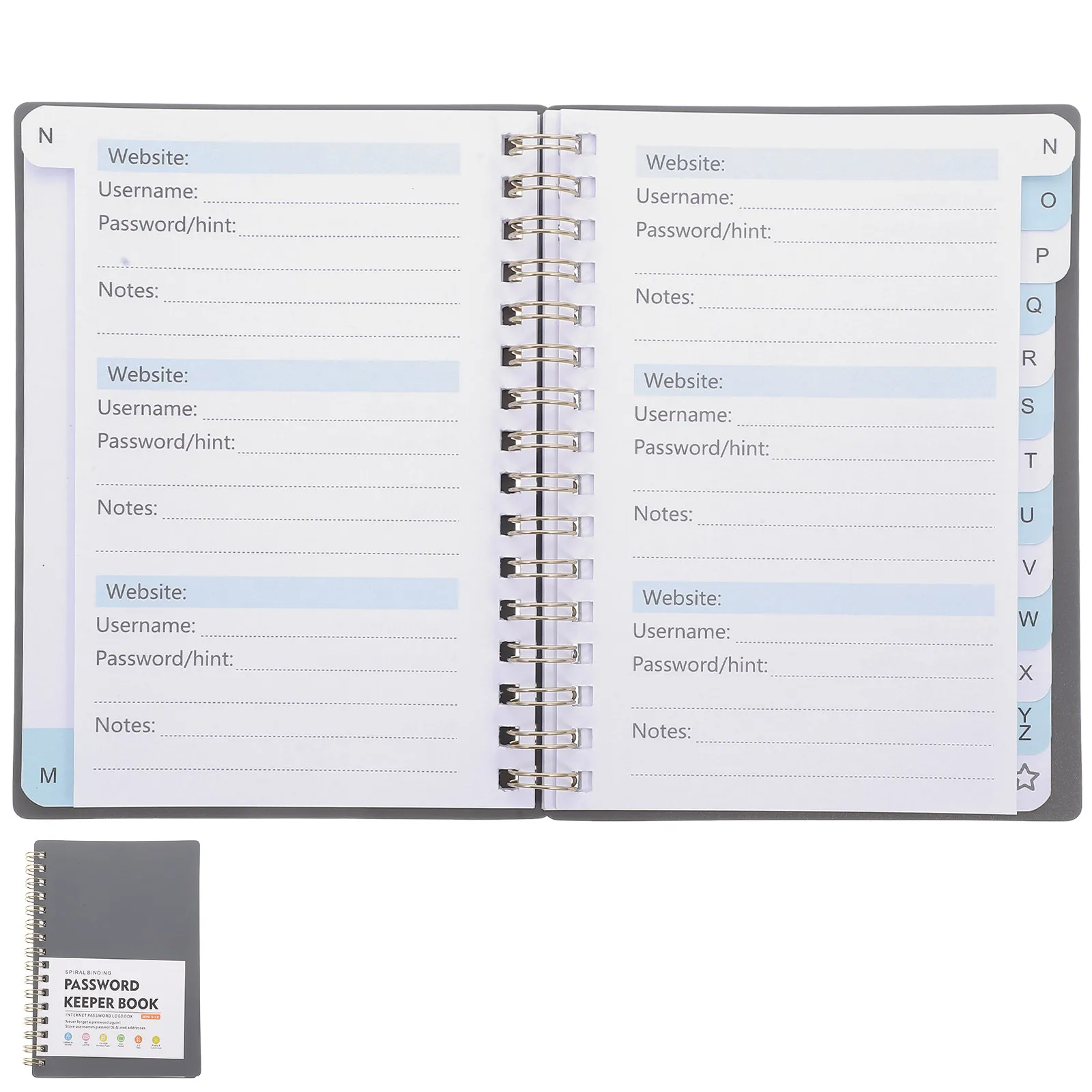 Compact A6 Password Book with Alphabetical Tabs Multi Function Password Notepad for Website Recording Address Management and