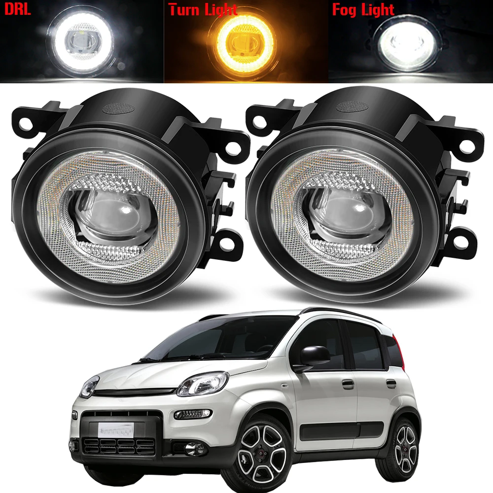 3in1 Fog Light Assembly Car LED Angel Eye Fog Turn Signal Daytime Running Lamp For Fiat Panda 319 Panda 4x4 trekking 2012-2018