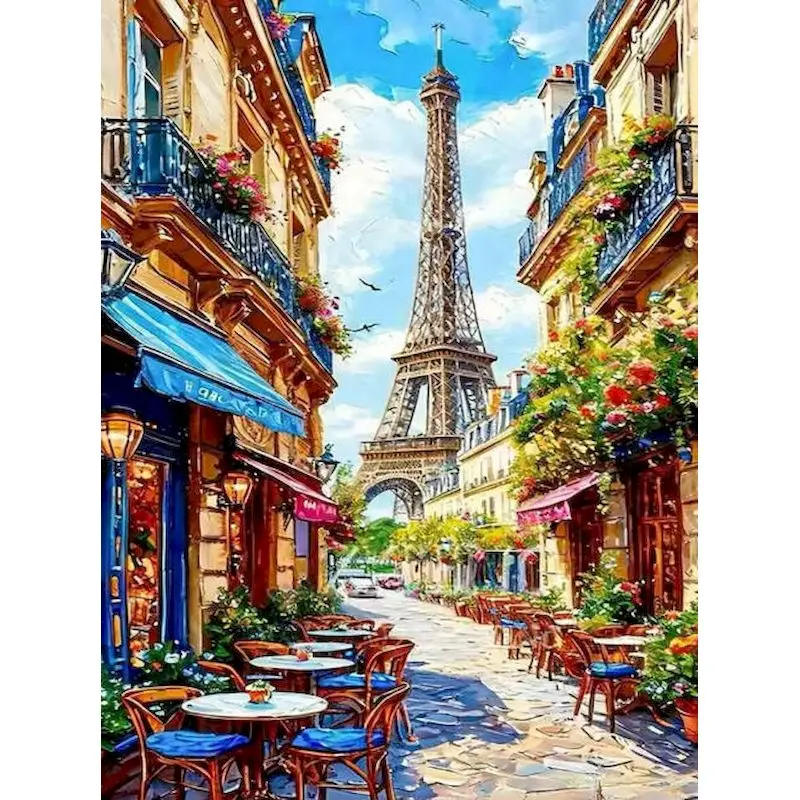 

GATYZTORY Iron Tower Paint By Numbers Handmade Coloring By Numbers Scenery Abstract Arts and Crafts Markers By Numbers
