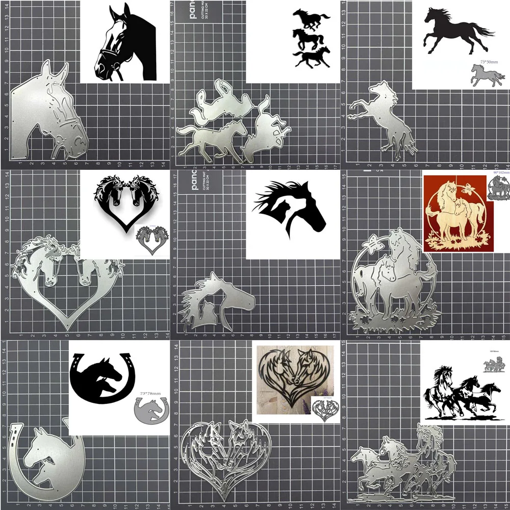 Tier Pferde Metall Schneiden Form DIY Scrapbooking Album Papier Karte Dekoration Prägung Handwerk Vorlage Form