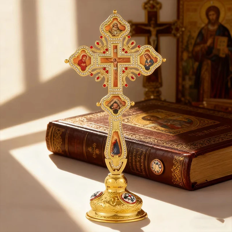 Neues 2026 Ostorthodoxes Kreuz Tischdekoration Handgefertigtes Heiliges Dekor für Gläubige Zuhause Gebet Glaube Exquisites Geschenk – Detail 2