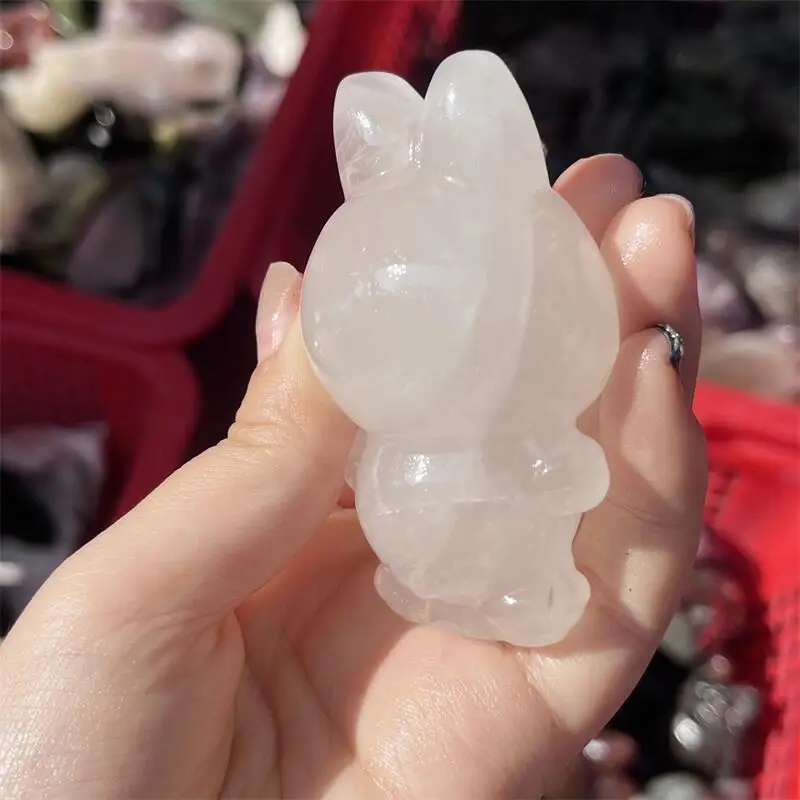 

Натуральный розовый кварц, мультяшная кукла, резьба по кристаллу, целебный камень, креативные праздничные подарки для детей, домашний декор, 1 шт.