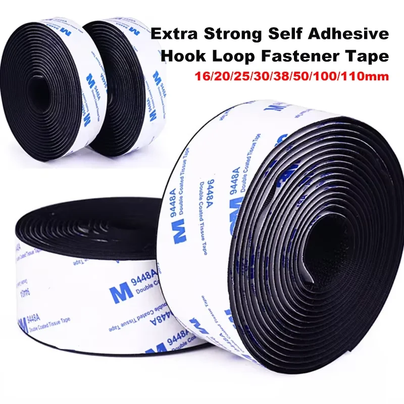 1M Extra Strong Self Adhesive Hook and Loop Fastener Tape Nylon Sticker Adhesive Strips DIY Craft 16/25/25/30/35/50/100/110mm