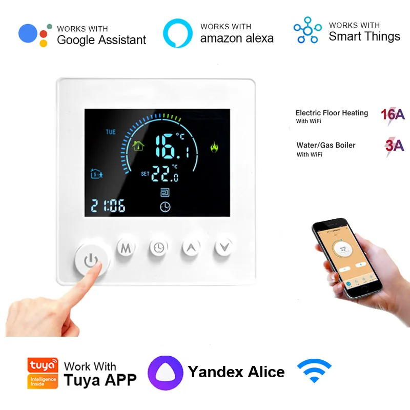 Smart WiFi ThermoandreElectric, Chauffage au sol, Eau, Gaz, Bomicrophone, Température, Télécommande sans fil, Tuya, Google Home, Alexa