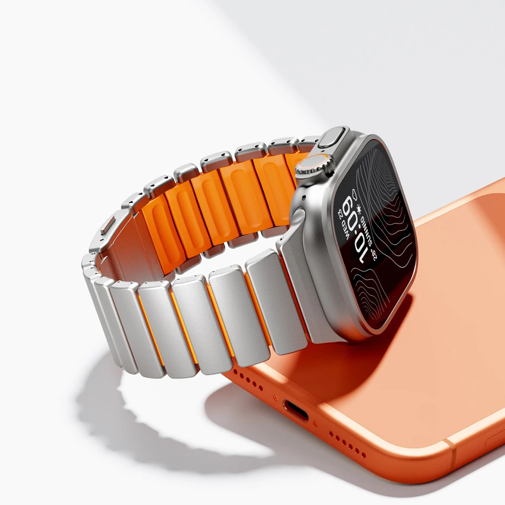 

Магнитный ремешок из нержавеющей стали для Apple Watch Ultra 3 2 1 49 мм, металлический ремешок для iWatch Series 11 10 46 мм 9 8 7 6 5 4 se 44 мм 45 мм