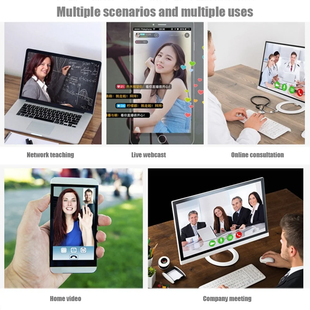 كاميرا ويب RIRI 4K Uhd 3840X2160P كاميرا ويب 800 وات بكسل كاميرا كمبيوتر 120 °   كاميرا ويب Groothoek مع ميكروفون