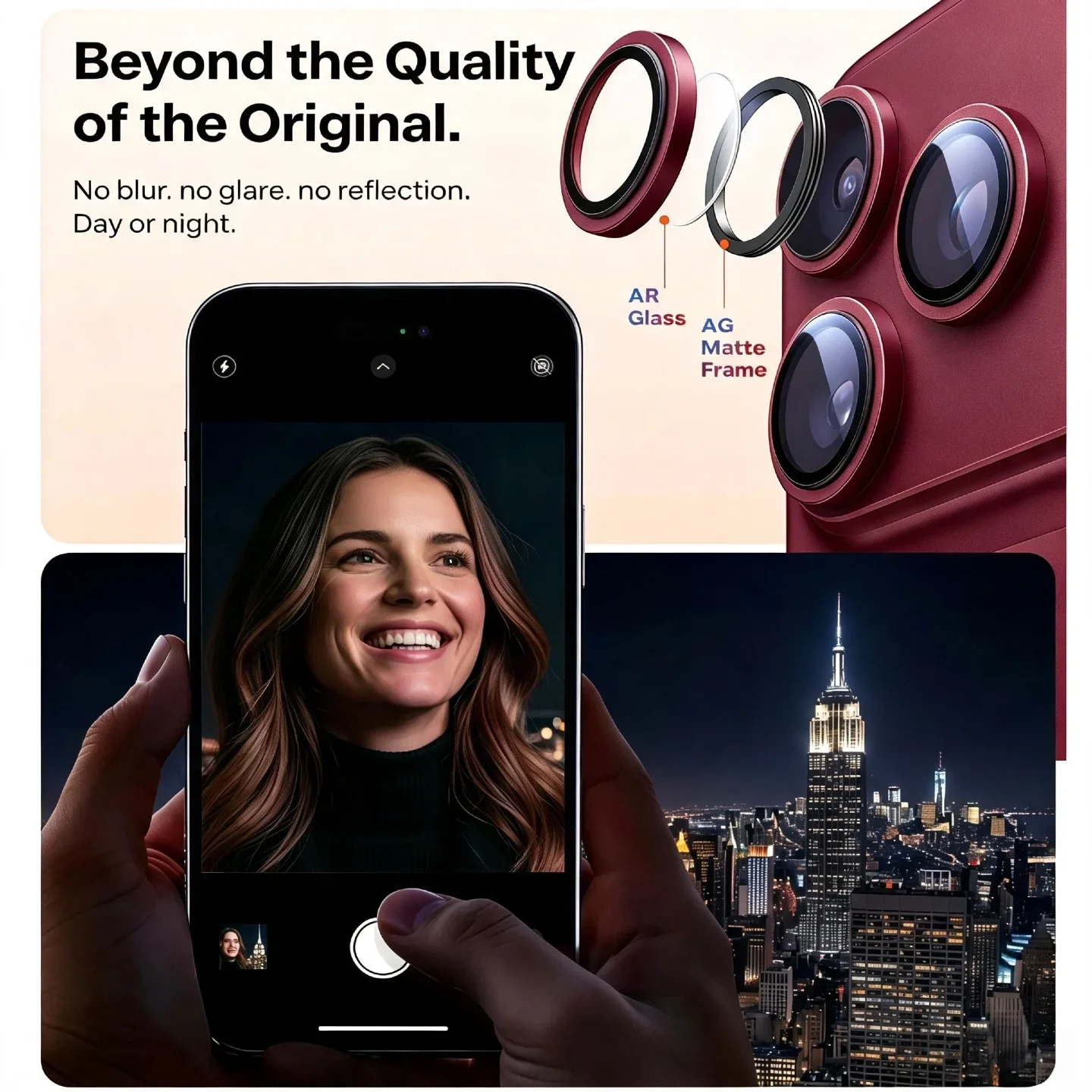 Für iPhone 18Pro/18 Pro Max AR Anti-Beschlag Originalfarbe Rückkamera Adleraugen-Linsen-Schutzfolie – Detail 2