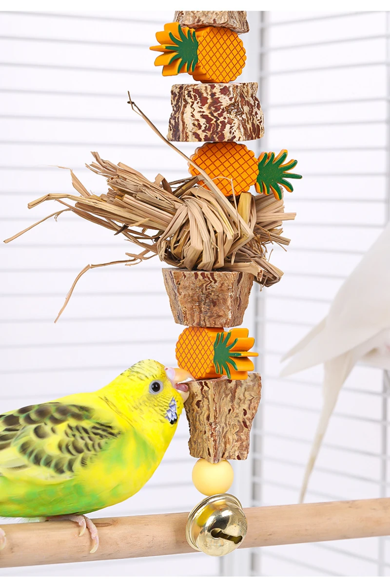 Sturdy Bird Toy Swing Chewing Training Toy Small Parrot Hanging Decor Parrot Cage Natural Grass Pet Bite Relieve Boredom Toy view 2