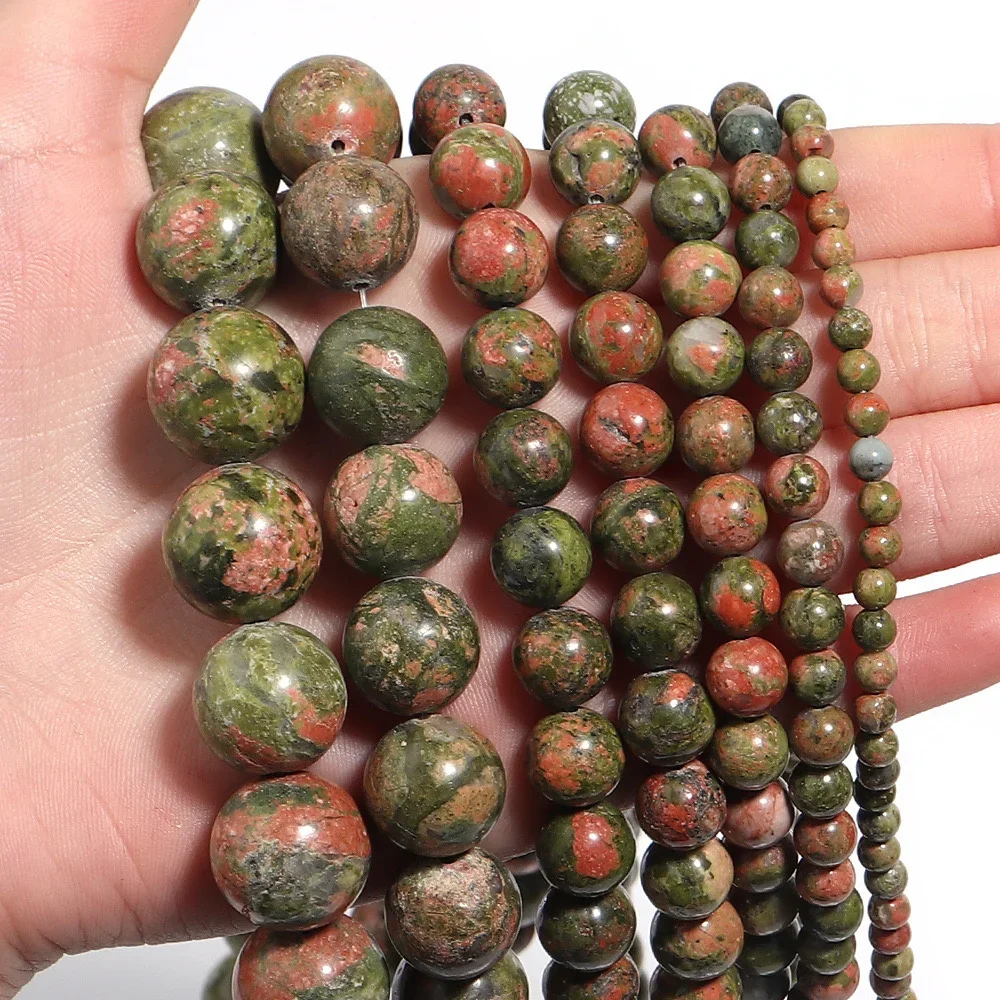 

A+ Quality Natural Unakite Stone Round Beads for Jewelry Making Accessories DIY Necklace Bracelet 4/6/8/10/12mm Wholesale