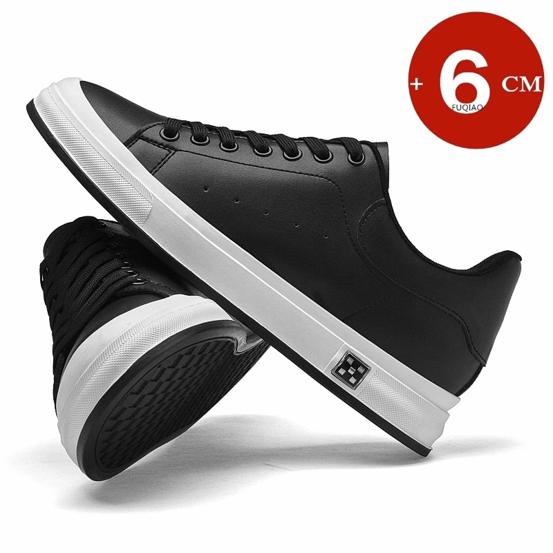 Fashion Men's 6cm Hidden Lift Sneakers Leather Comfortable Elevator Shoes Versatile Athletic Casual Height Increase Shoes