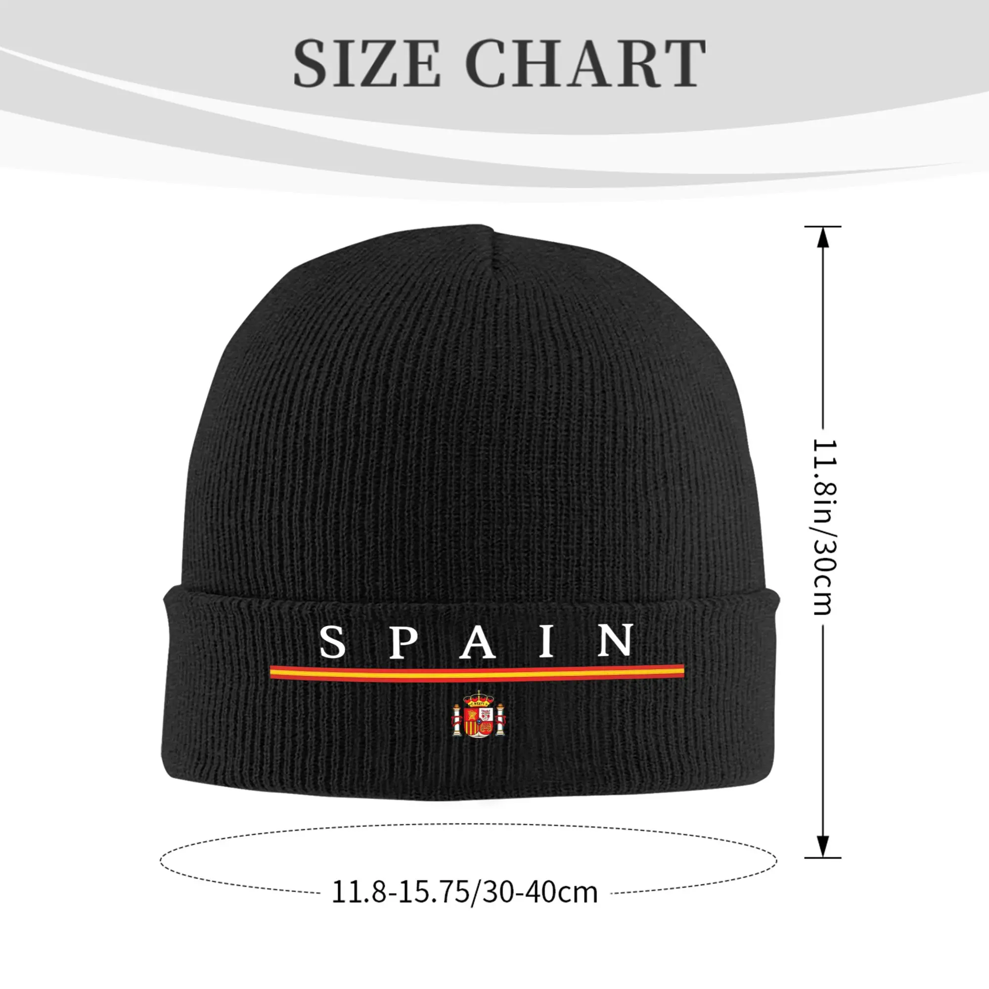 Minimal Spain Flag Strip Bonnet Hats  Beanie Hats Winter Graphic Knit Hat Casual Unisex Adult Kpop Elastic Cap