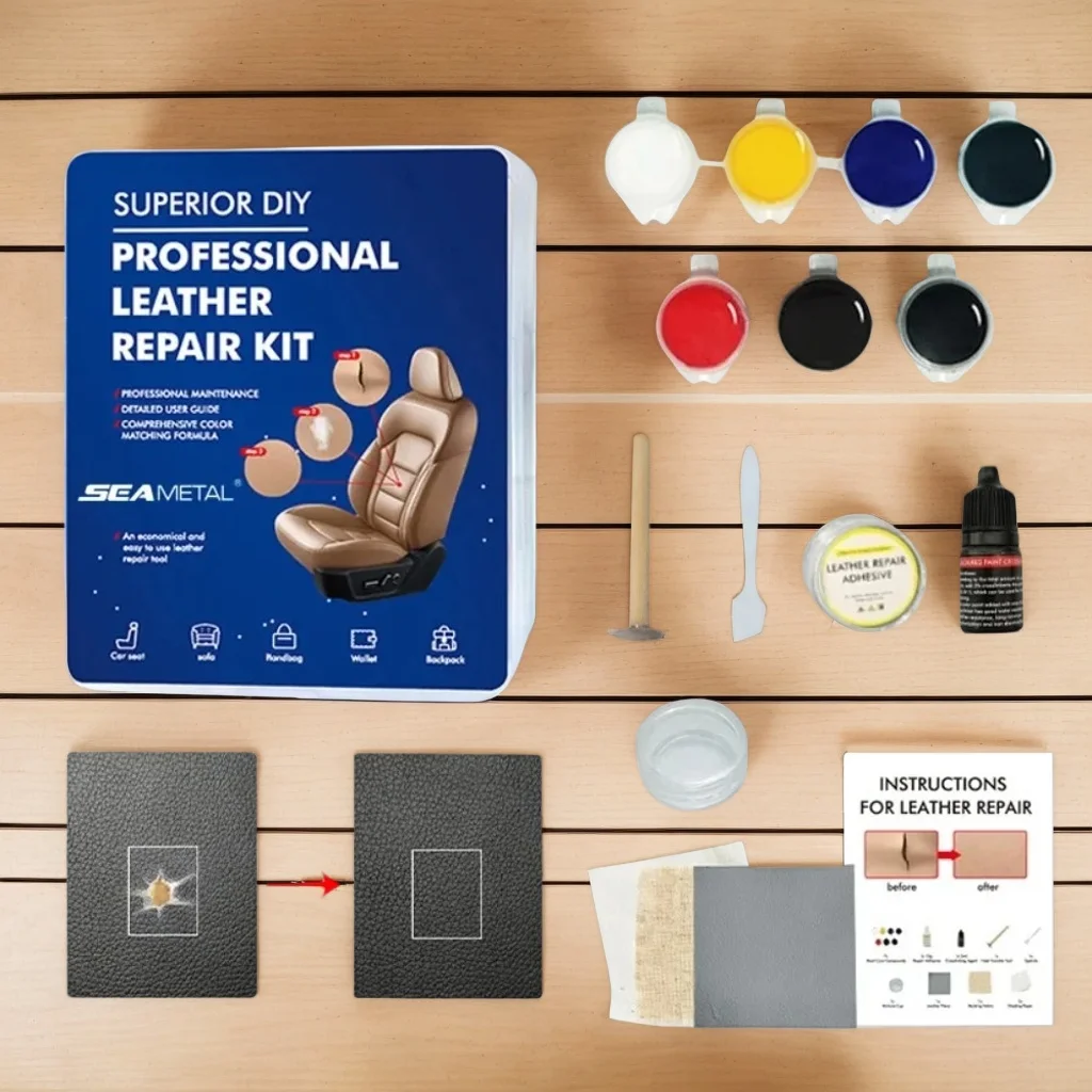 

Car Leather Repair Kit - 7-Color DIY Refurbish for Seat Burns Scratches & Cracks
