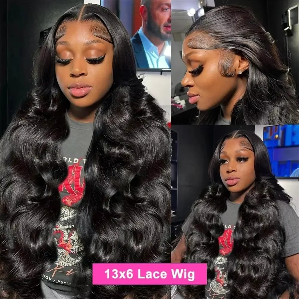 7x6 Lace Naturschwarz Body Wave 13x4 HD Transparente Spitze 13x6 Full Frontal Perücken Vorgezupfte 360 Lace Perücke Echthaarperücken für Frauen – Detail 4
