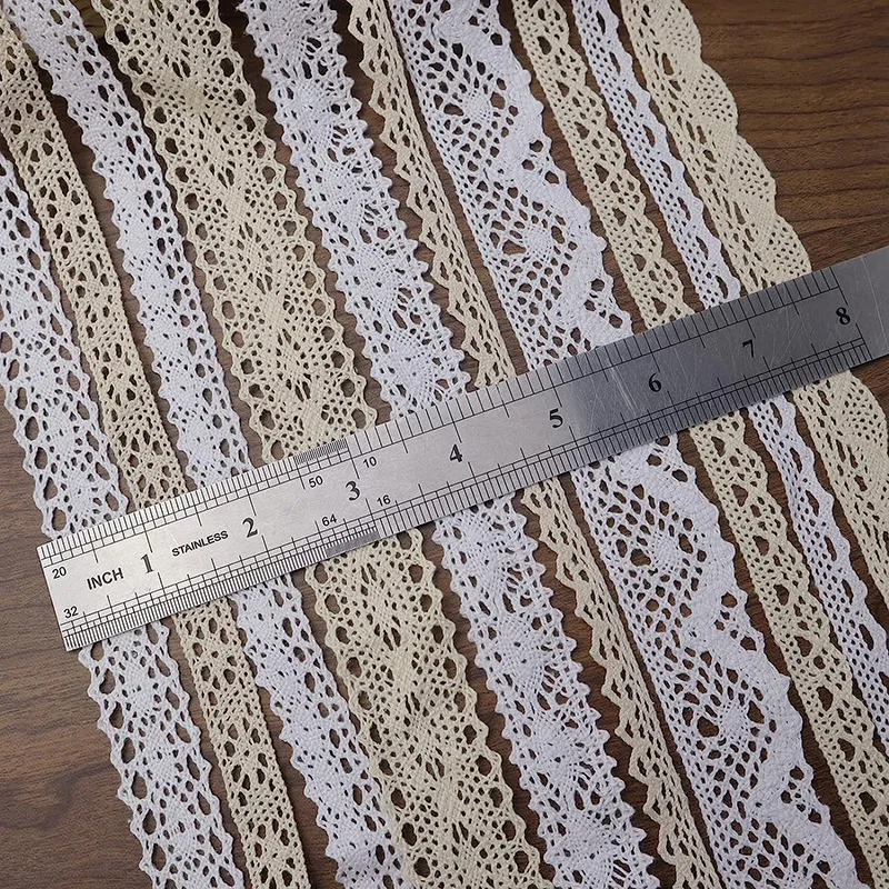 2/5Yards Cotton Lace Trim Vintage Lace Ribbon Crochet Cotton Lace Scalloped Edge White Beige Lace For Sewing Craft Wedding Decor