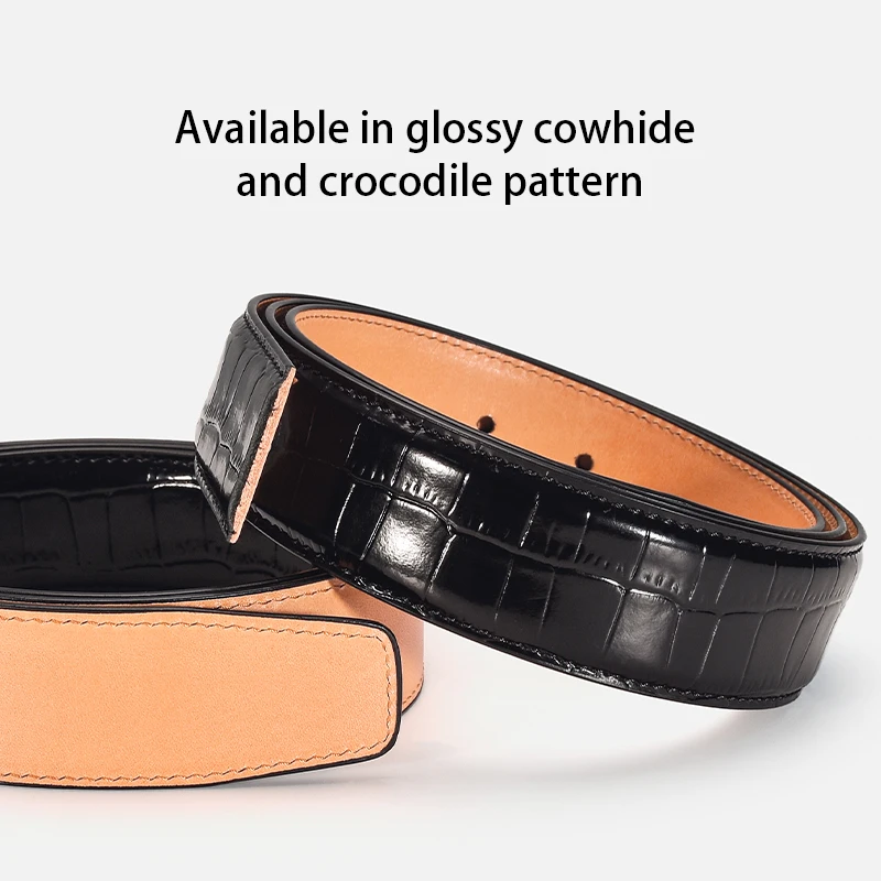 fashionable new imported cowhide leather belt for men, without buckle, single belt can be paired with smooth buckle