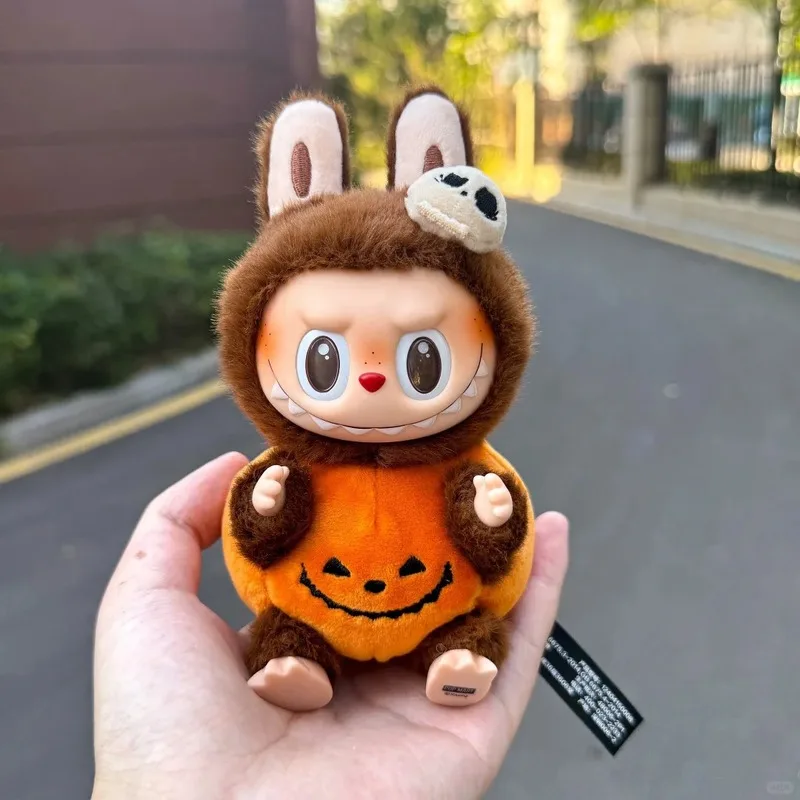 1:1 Replica Pop Mart Labubu Hallowween Party Series -Sitting Pumpkin Vinyl Plush Pendent Pendant Desktop Ornaments Collection