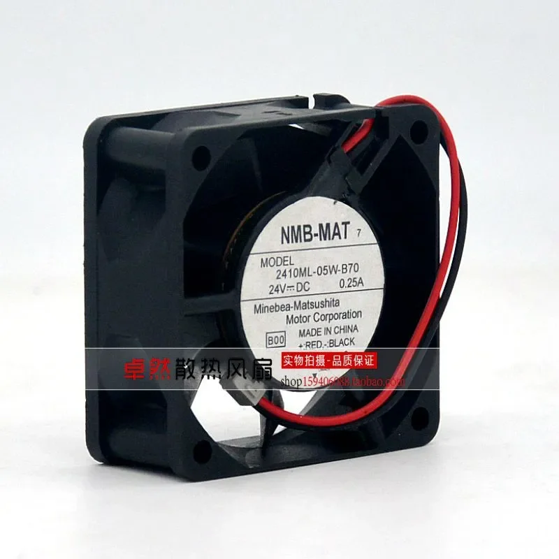 for NMB 2410ML-05W-B70 6025 6CM 24V 0.25A Two-wire Double Ball Bearing Cooling Fan