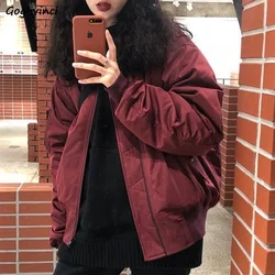 Basic Jackets Women Baggy Vintage All-match Stand Preppy Harajuku Long Sleeve Coat Newest Pockets Bomber Feminino Retro Clothes