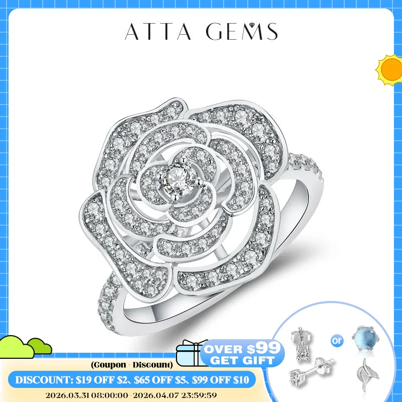 

Кольцо Attagems 1,5 карата с муассанитом для женщин D VVS, кольцо с круглым бриллиантом и двойным ореолом, обручальное рождественское кольцо из стерлингового серебра 925 пробы, свадьба
