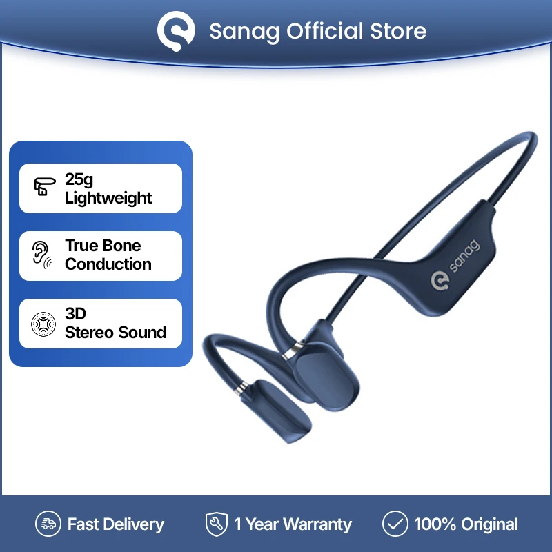 Sanag A5X Bluetooth Bone Conduction Earphones IPX5 Wireless Headphones 3D Stereo Sound Sport Earbuds 8H Playtime