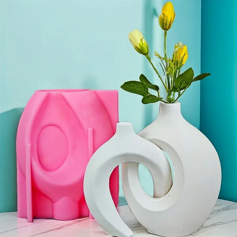 New 14-24cm Large Nordic Minimalist Case Resin Silicone Mold Irregular Geometric Shape Vase Concrete Cement Gypsum Silicone Mold