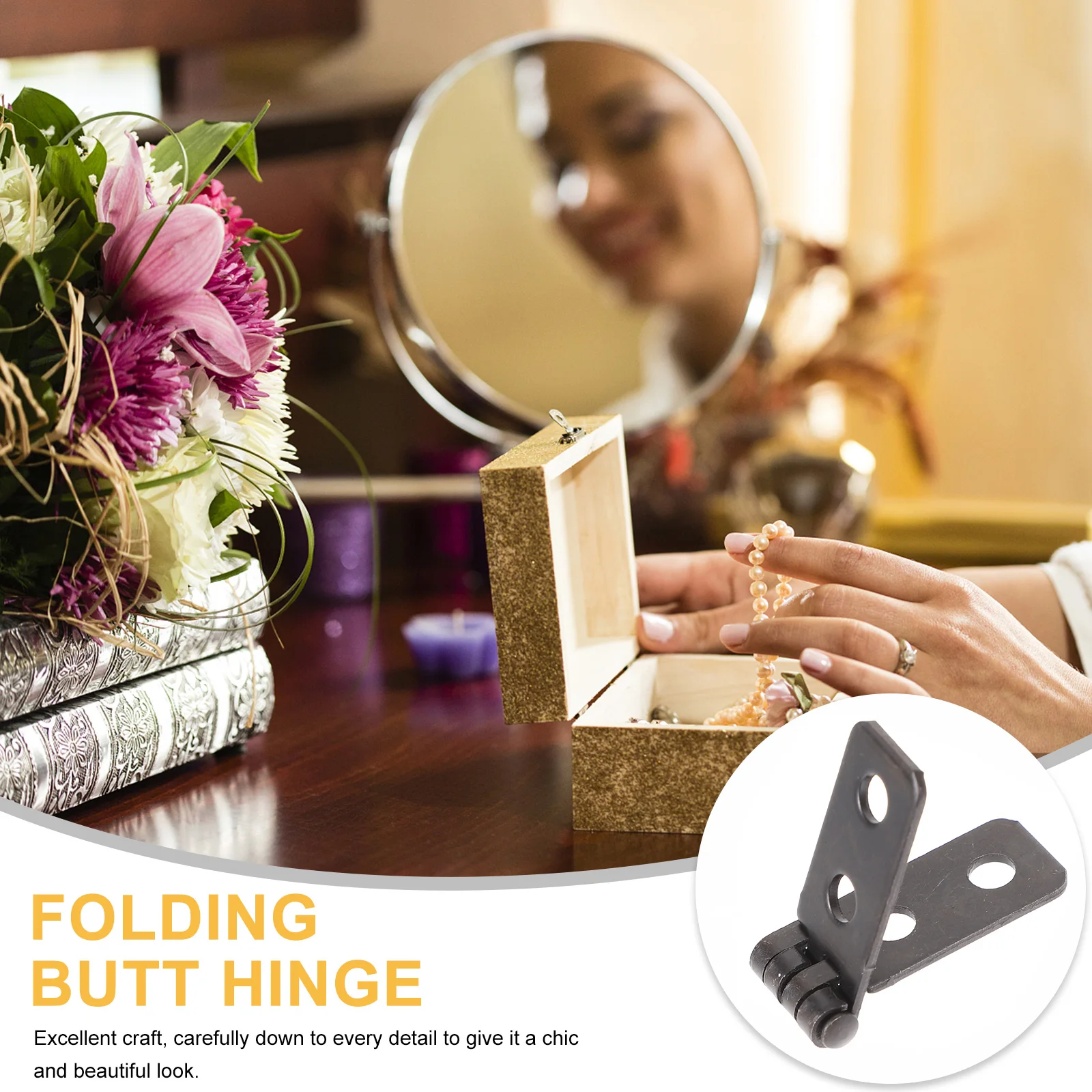 

12Pcs Iron Long Folding Butt Hinge Rust Proof Small Hinges for Wooden Box Cabinet Drawer Chest Hinges Decorative Hardware