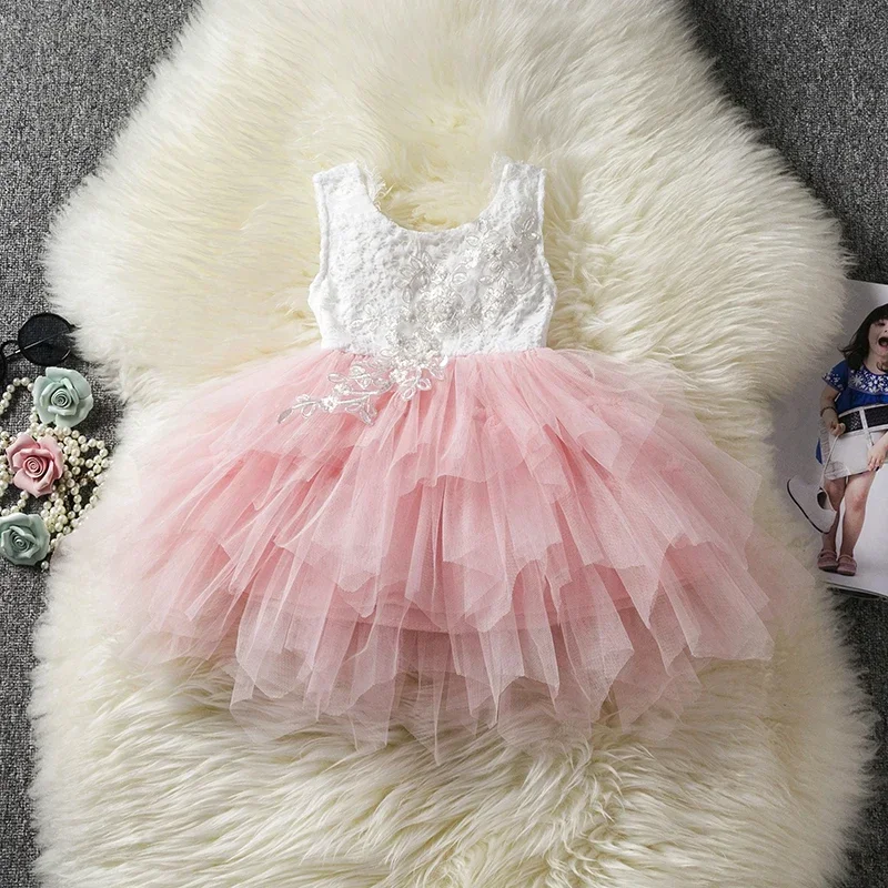 Baby Girl Lace Dress Party 1st Birthday Princess Dress Cotton Baptism Vestido Infant Tulle Wedding Dresses White Baptism Clothes