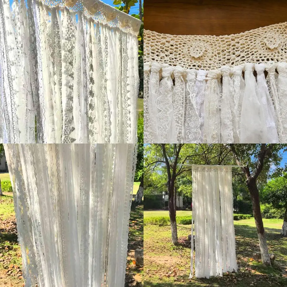 

Богемная однопанельная занавеска, 40 x 84, кружевные полоски с вязанным крючком сверху, стиль кантри, конфиденциальность, макраме ручной работы, кремовый Weddi