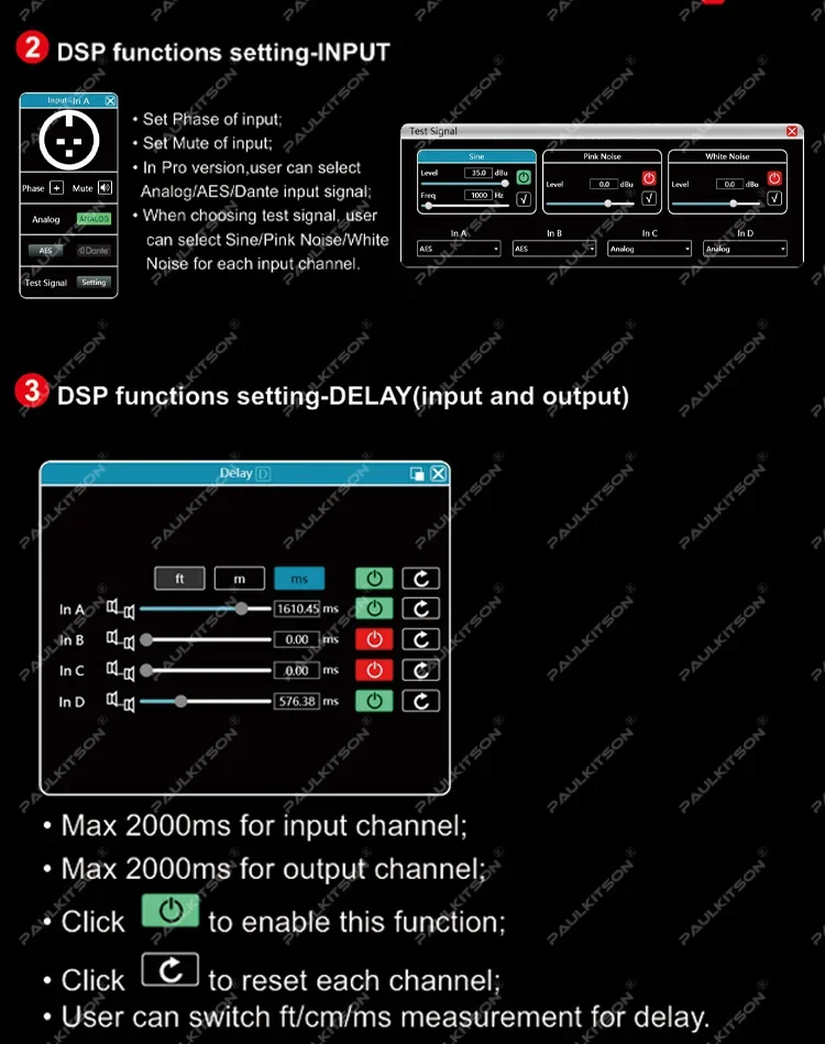 Paulkitson PX48 Digitaler Audio-Prozessor Driver Rack 4-Eingänge 8-Ausgänge 96K DSP FIR Lautsprechermanagementsystem für Live-Bühnenevents – Detail 6