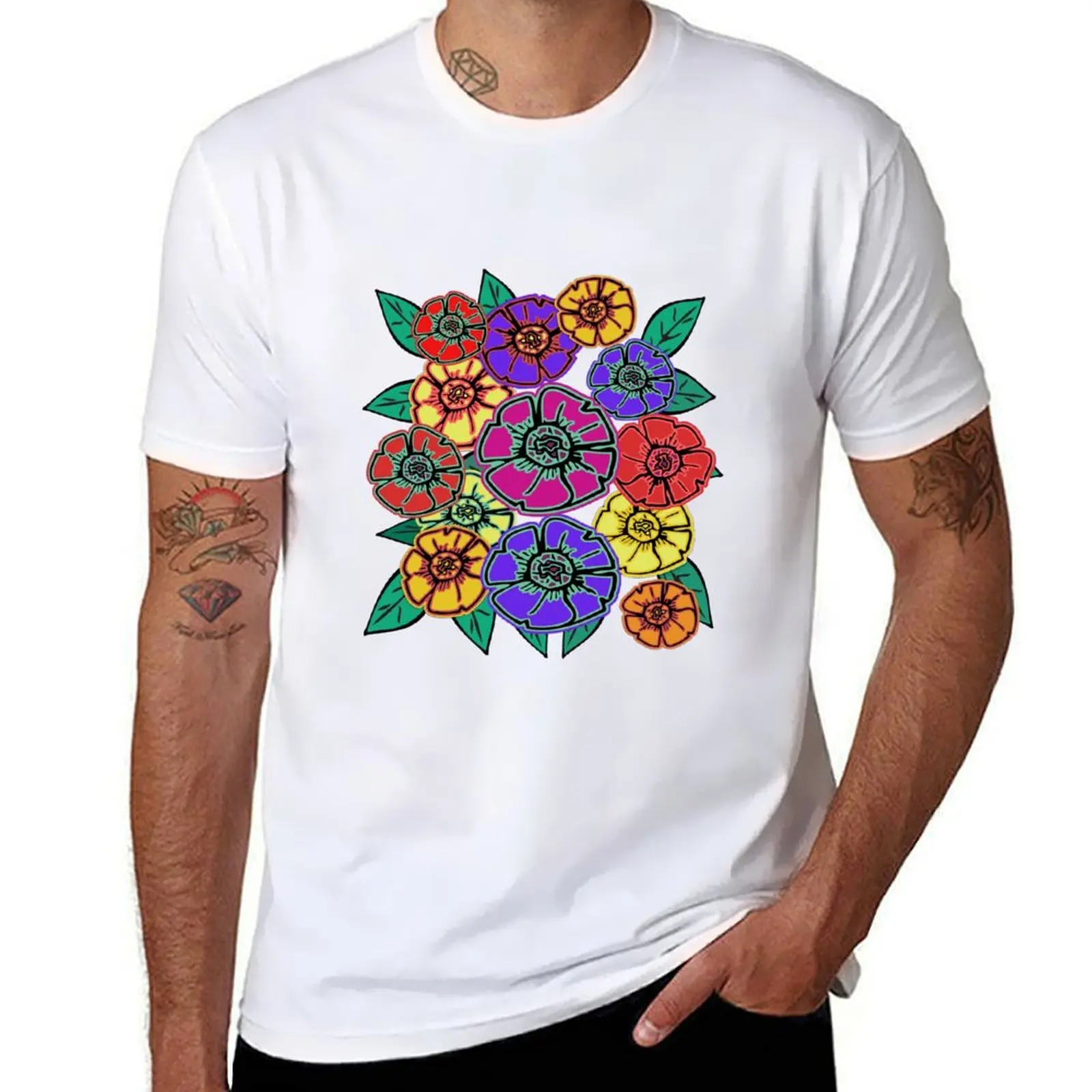

tshirt #15 shirt t heavy T-Shirt 100% cotton man Power cotton Flower designer t shirt man